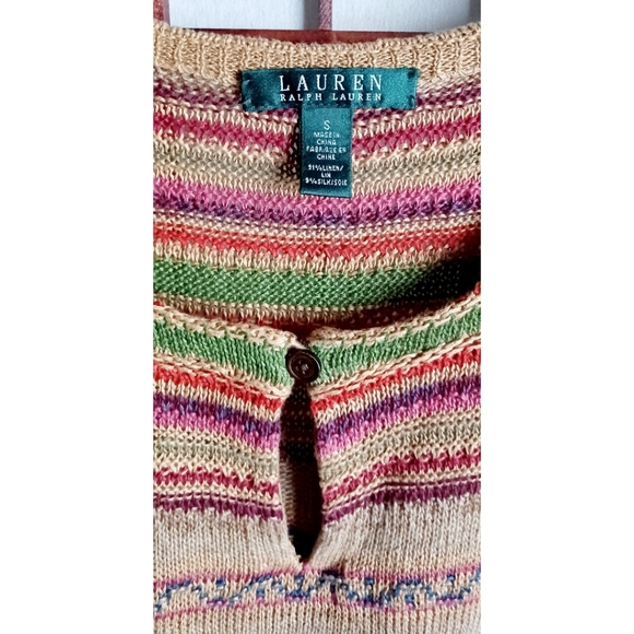 Lauren Ralph Lauren Sleeveless Aztec Inspired Knit Linen-Blend Top - Earthtones - Picture 13 of 15